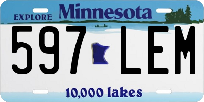 MN license plate 597LEM