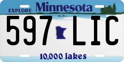 MN license plate 597LIC