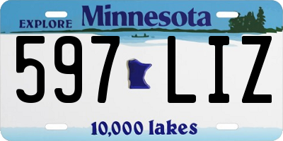 MN license plate 597LIZ