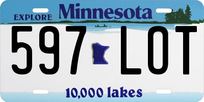 MN license plate 597LOT