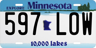 MN license plate 597LOW