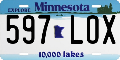 MN license plate 597LOX