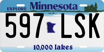 MN license plate 597LSK