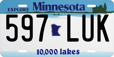 MN license plate 597LUK