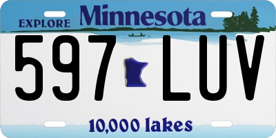 MN license plate 597LUV