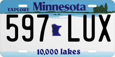 MN license plate 597LUX