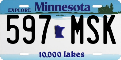 MN license plate 597MSK