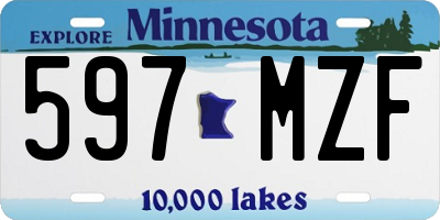 MN license plate 597MZF