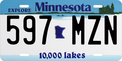 MN license plate 597MZN