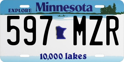 MN license plate 597MZR