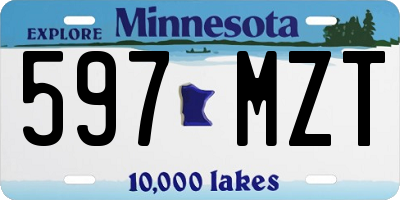 MN license plate 597MZT