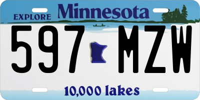 MN license plate 597MZW