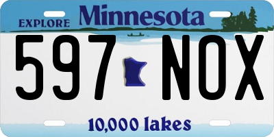 MN license plate 597NOX