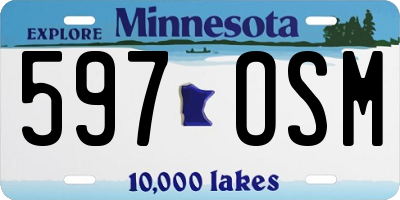 MN license plate 597OSM
