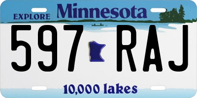 MN license plate 597RAJ