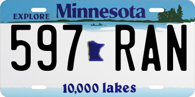 MN license plate 597RAN