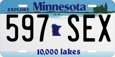 MN license plate 597SEX