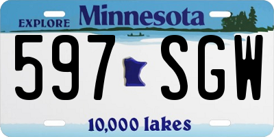 MN license plate 597SGW