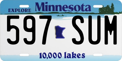 MN license plate 597SUM