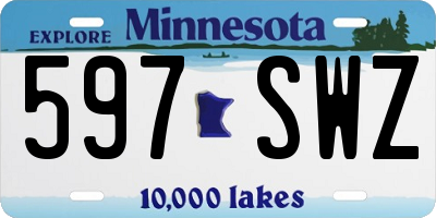 MN license plate 597SWZ