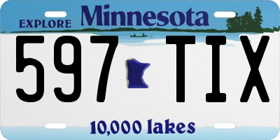MN license plate 597TIX