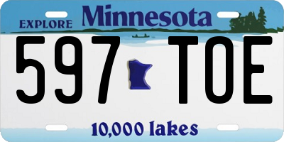 MN license plate 597TOE
