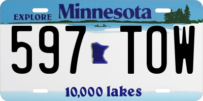 MN license plate 597TOW