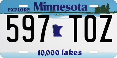 MN license plate 597TOZ
