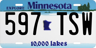 MN license plate 597TSW