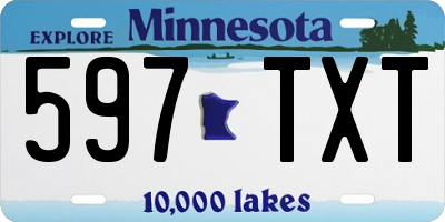 MN license plate 597TXT