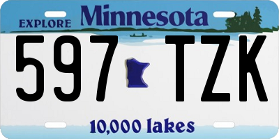 MN license plate 597TZK