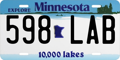 MN license plate 598LAB