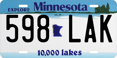 MN license plate 598LAK