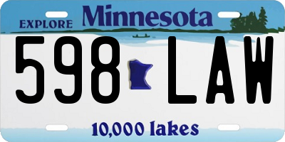 MN license plate 598LAW