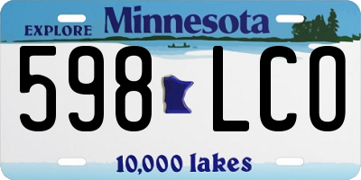 MN license plate 598LCO