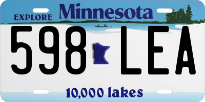 MN license plate 598LEA