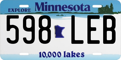 MN license plate 598LEB