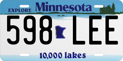 MN license plate 598LEE
