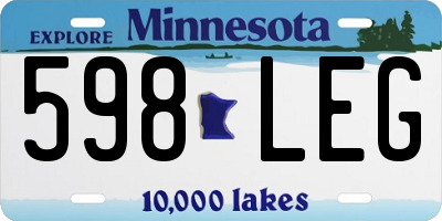 MN license plate 598LEG