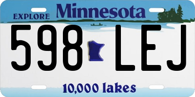 MN license plate 598LEJ