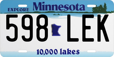 MN license plate 598LEK