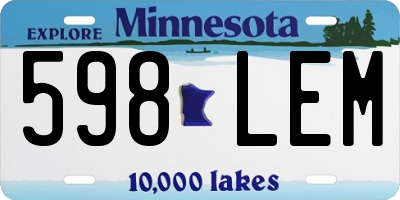 MN license plate 598LEM