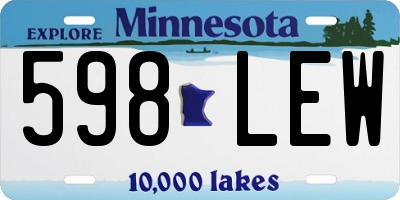 MN license plate 598LEW