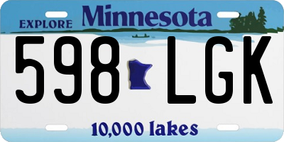 MN license plate 598LGK
