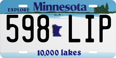 MN license plate 598LIP