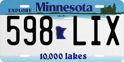 MN license plate 598LIX