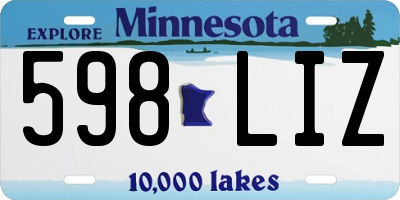 MN license plate 598LIZ