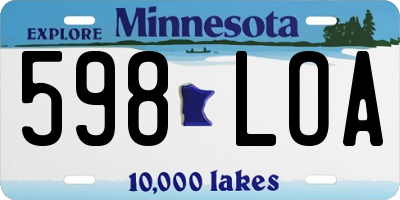 MN license plate 598LOA