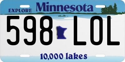 MN license plate 598LOL