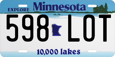 MN license plate 598LOT